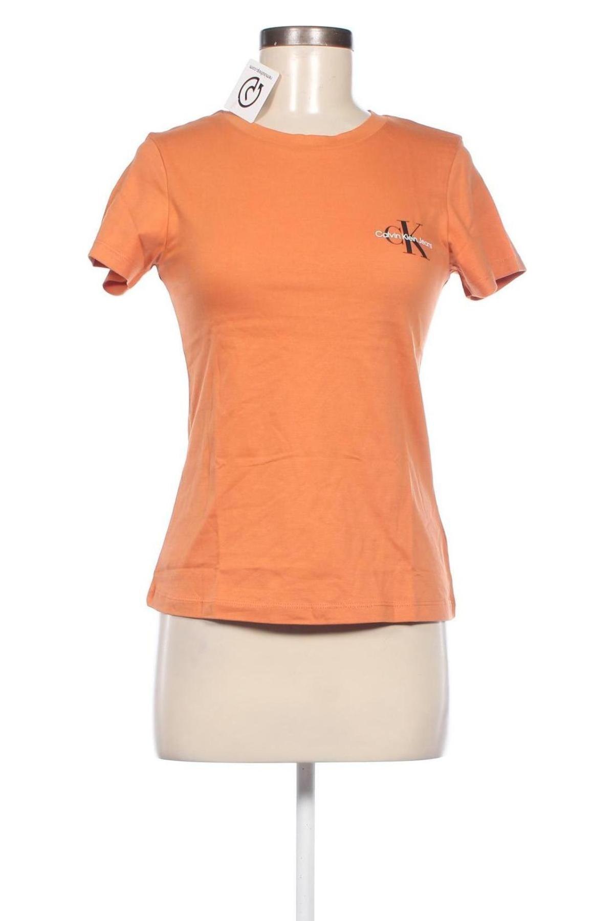 Damen T-Shirt Calvin Klein Jeans, Größe XS, Farbe Orange, Preis € 25,80