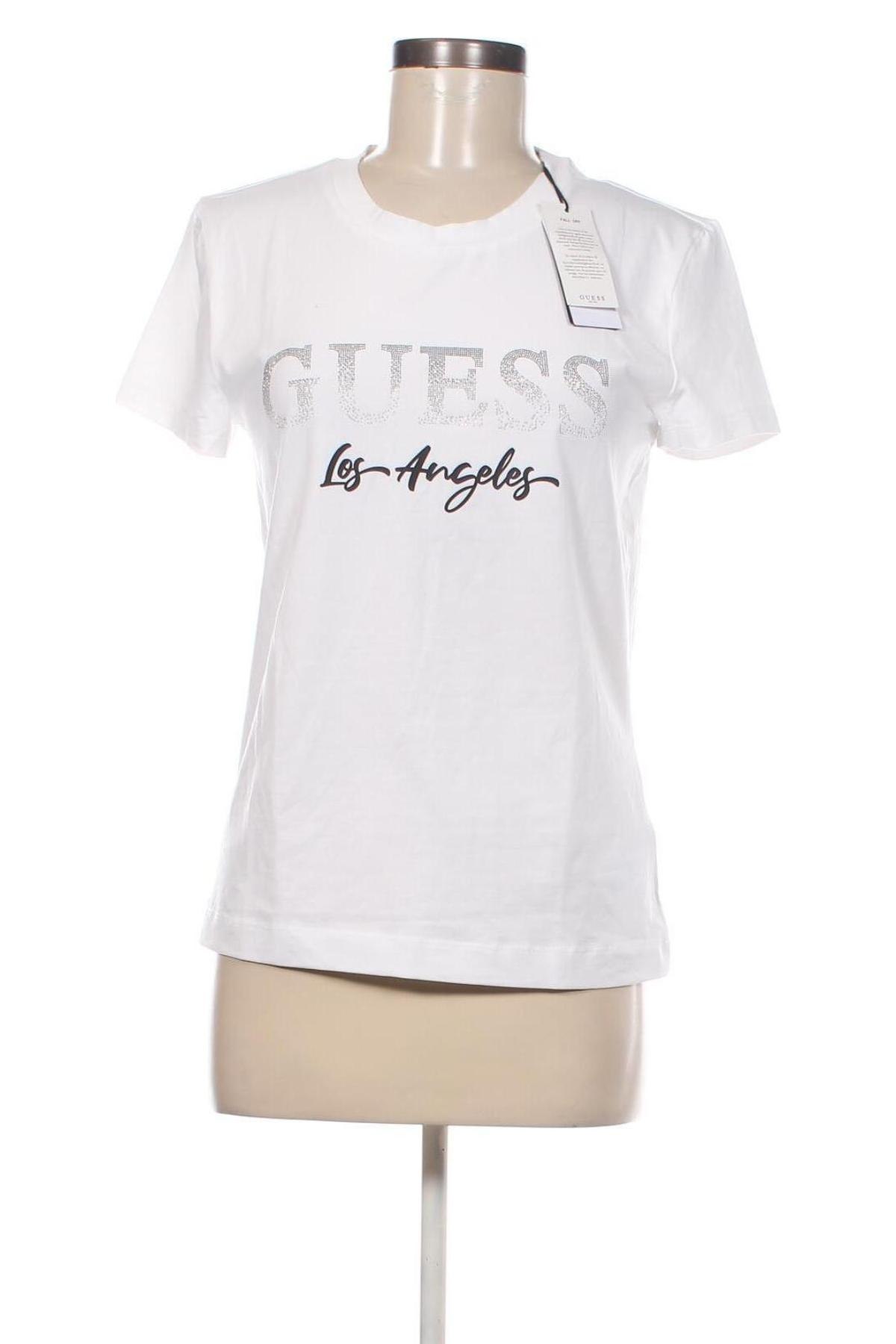 Γυναικείο t-shirt Guess, Μέγεθος L, Χρώμα Λευκό, Τιμή 37,11 €