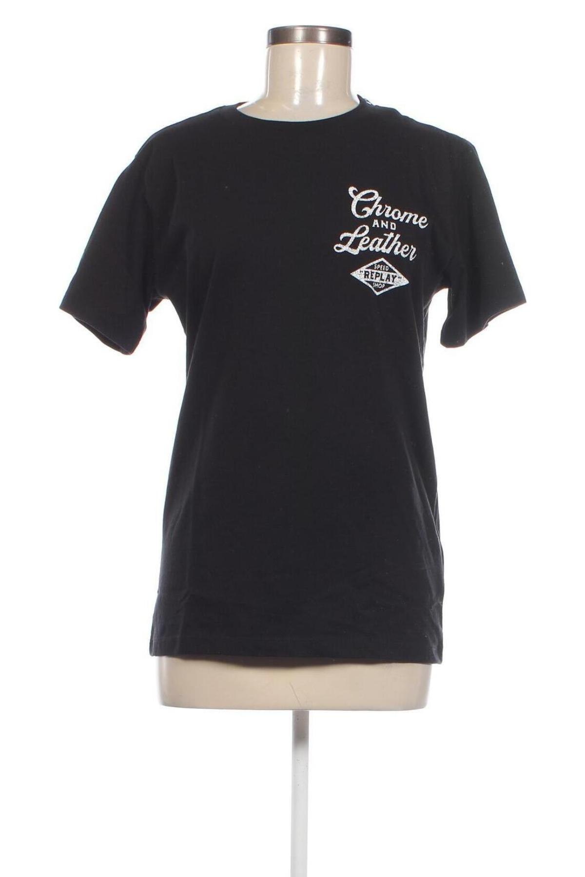 Γυναικείο t-shirt Replay, Μέγεθος M, Χρώμα Μαύρο, Τιμή 31,54 €