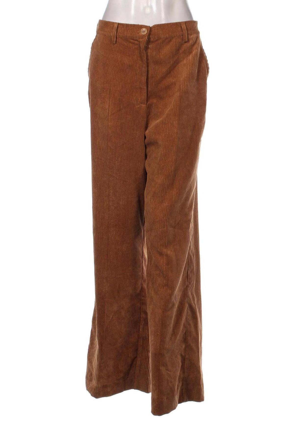 Pantaloni de velvet de femei, Mărime L, Culoare Maro, Preț 23,85 Lei