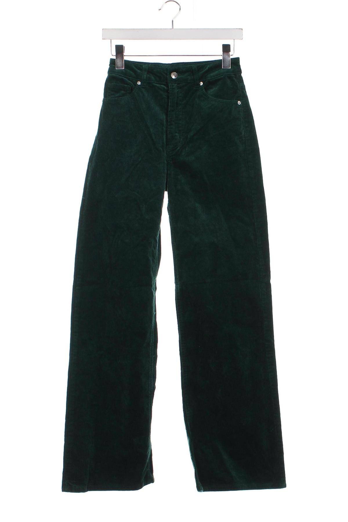 Pantaloni de velvet de femei H&M Divided, Mărime XS, Culoare Verde, Preț 23,85 Lei