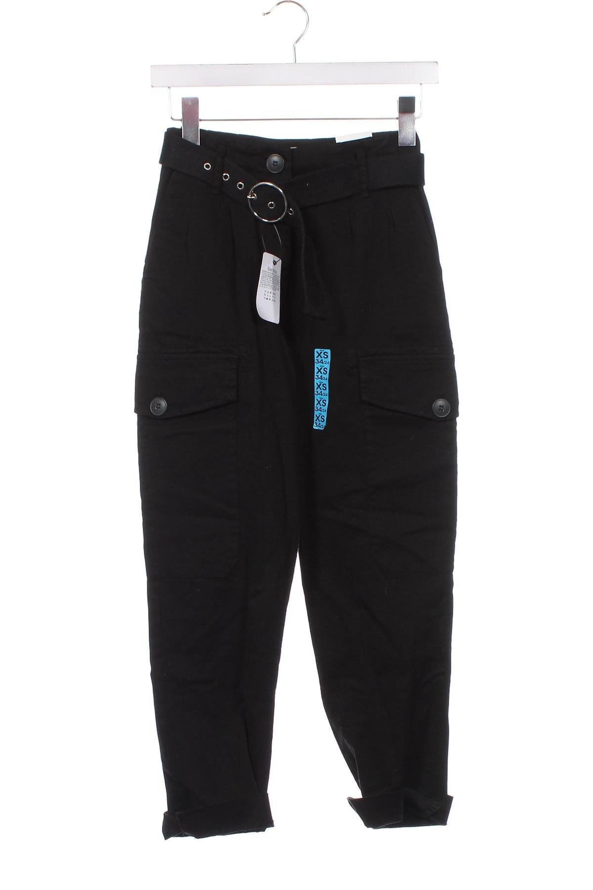 Дамски панталон Bershka, Размер XS, Цвят Черен, Цена 18,40 лв.