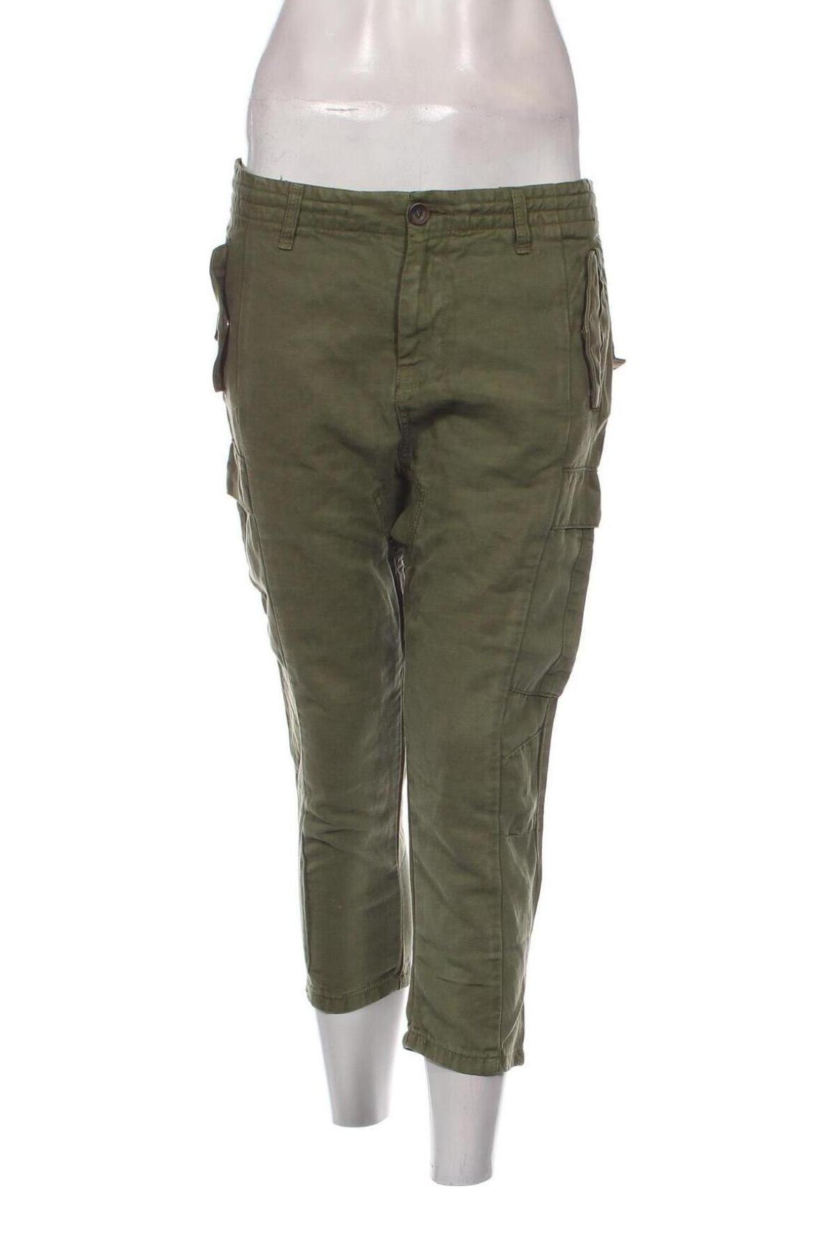 Pantaloni de femei Pull&Bear, Mărime S, Culoare Verde, Preț 39,95 Lei