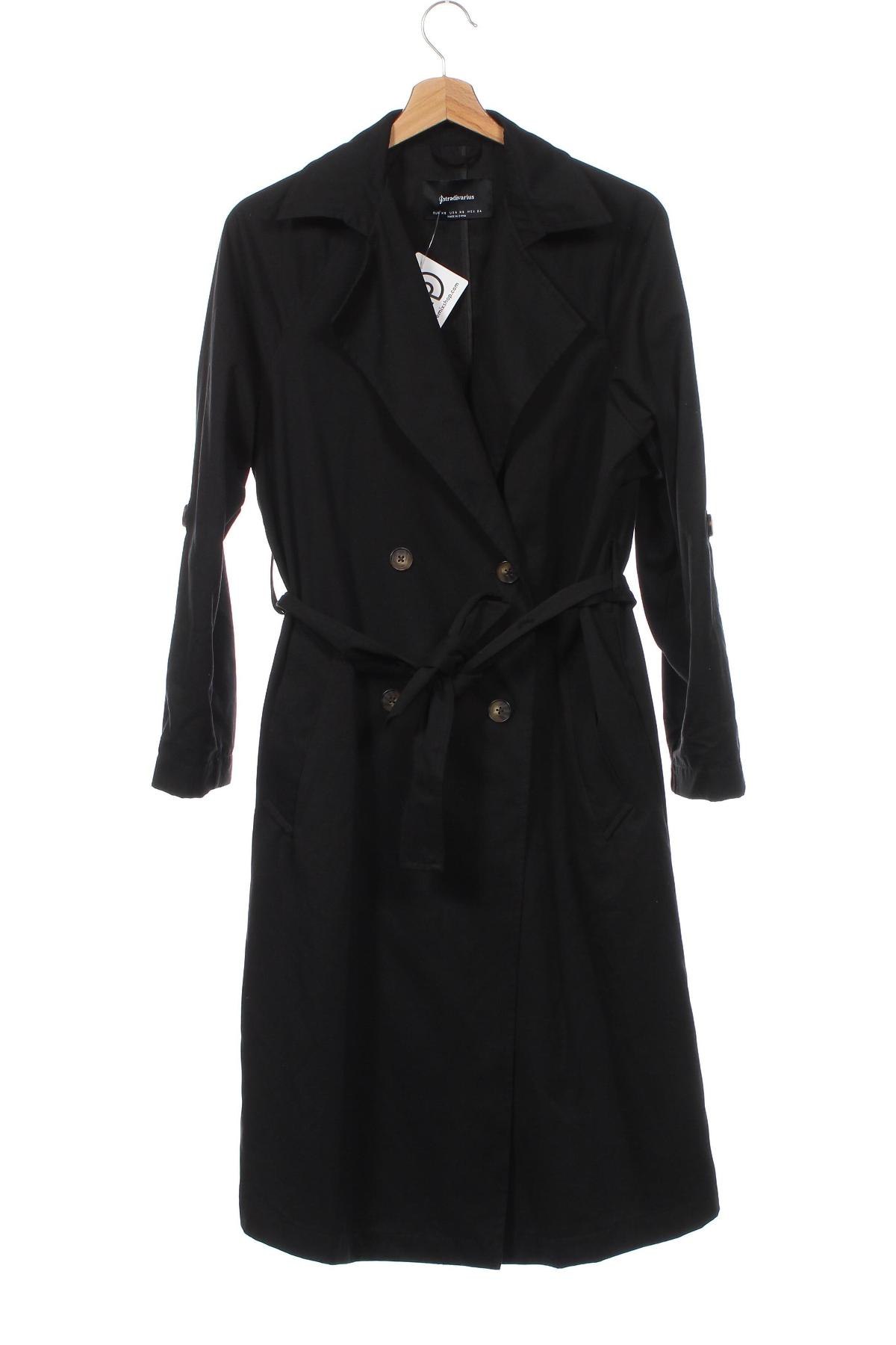 Trench de femei Stradivarius, Mărime XS, Culoare Negru, Preț 133,88 Lei