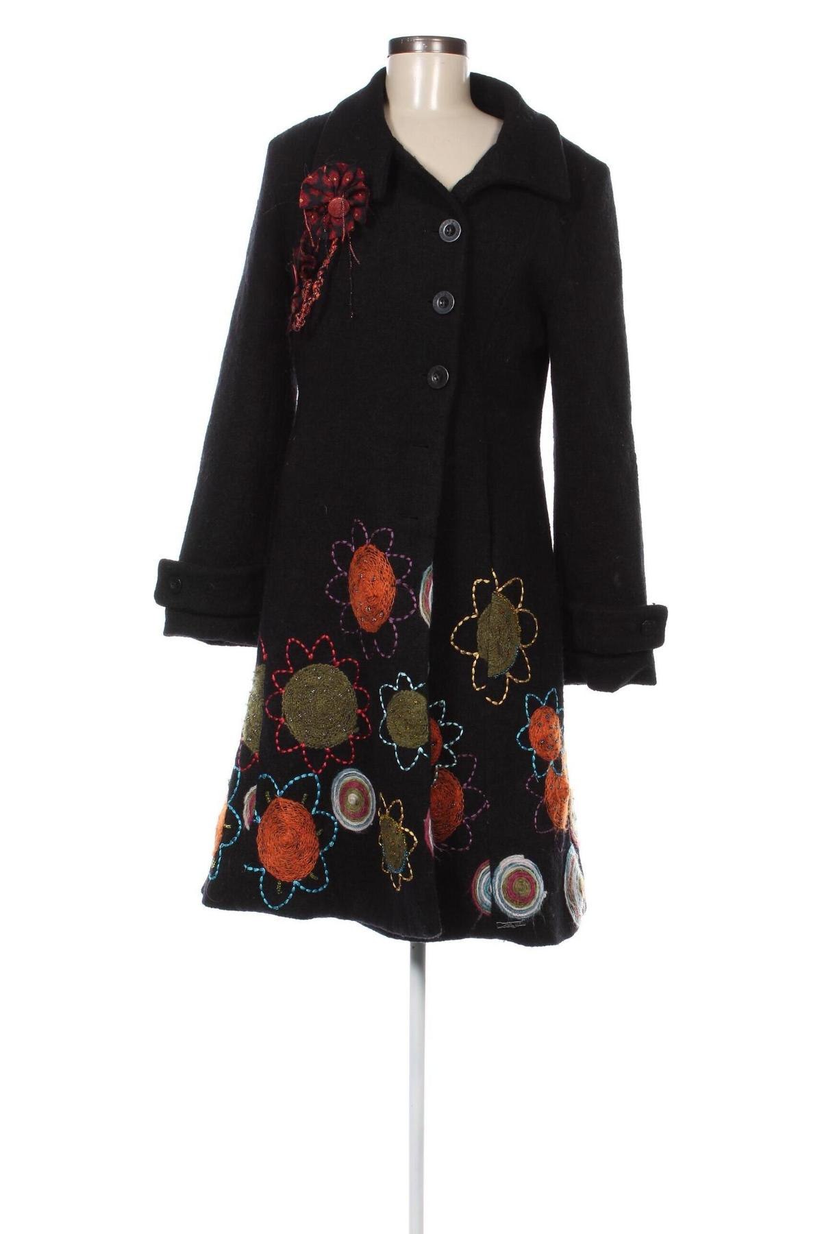 Дамско палто Desigual, Размер XL, Цвят Черен, Цена 88,40 лв.