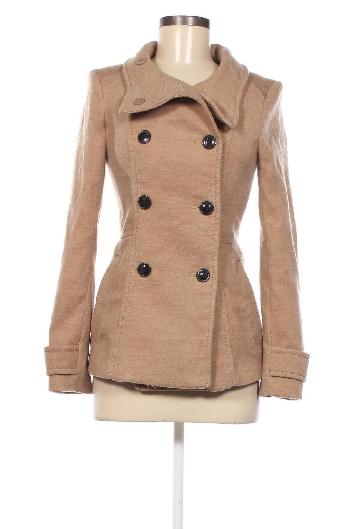 Дамско палто H&M, Размер XXS, Цвят Бежов, Цена 47,08 лв.