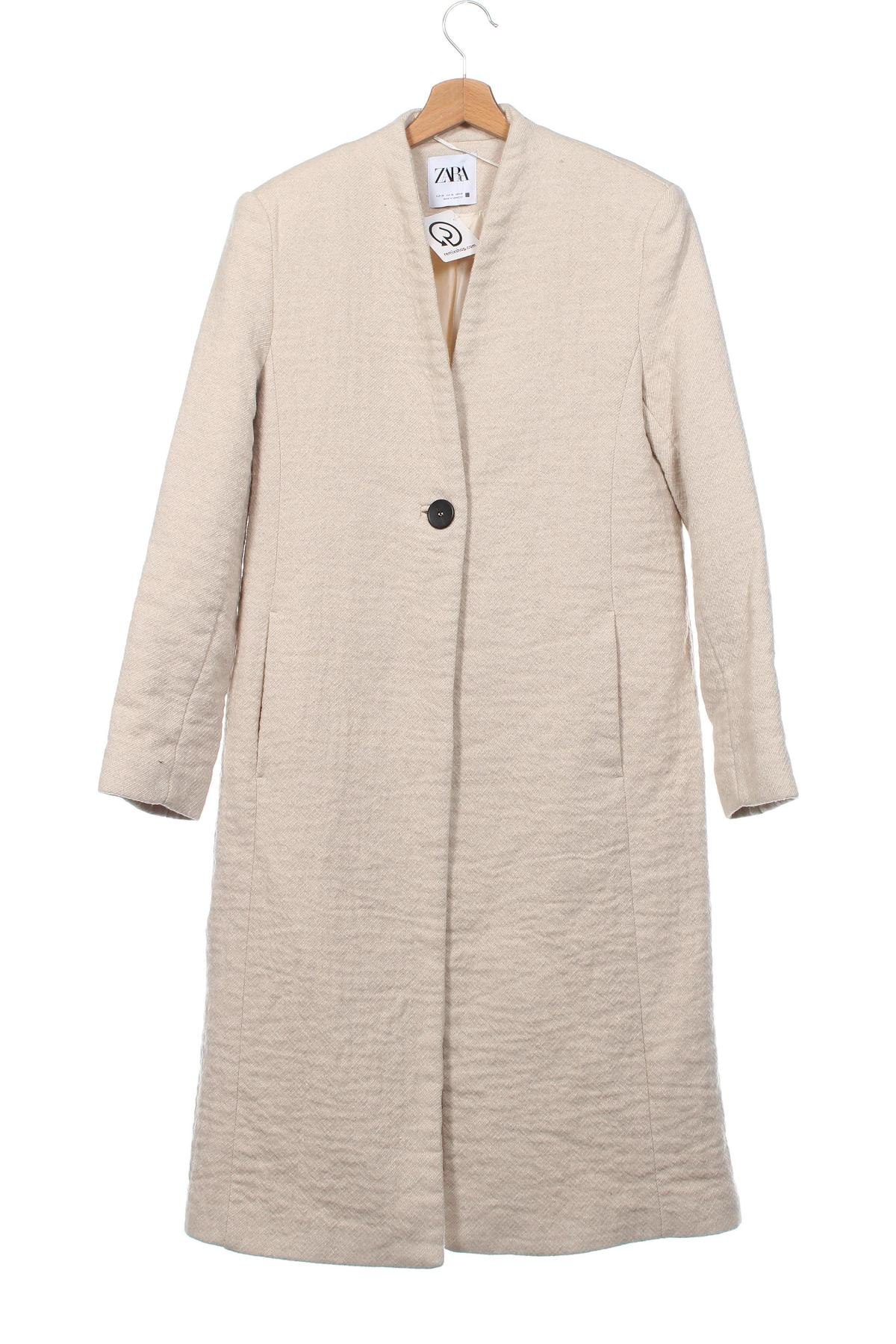 Дамско палто Zara, Размер XS, Цвят Екрю, Цена 100,02 лв.