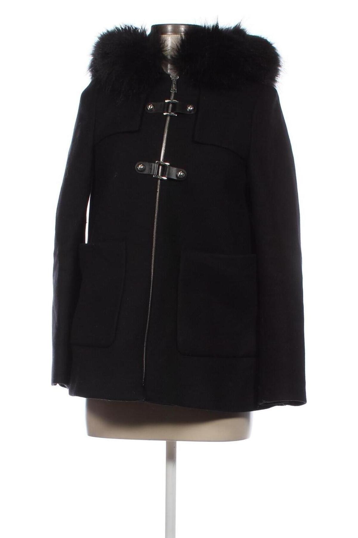 Дамско палто Zara, Размер XS, Цвят Черен, Цена 37,40 лв.