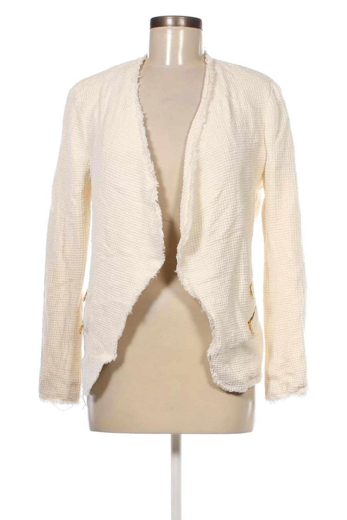 Дамско сако Zara, Размер L, Цвят Екрю, Цена 19,20 лв.