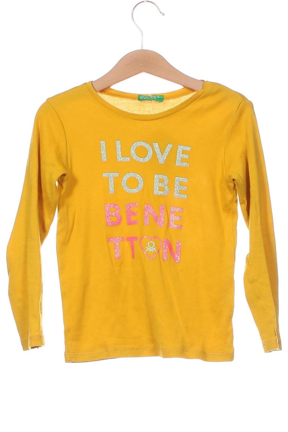 Παιδική μπλούζα United Colors Of Benetton, Μέγεθος 3-4y/ 104-110 εκ., Χρώμα Κίτρινο, Τιμή 5,61 €