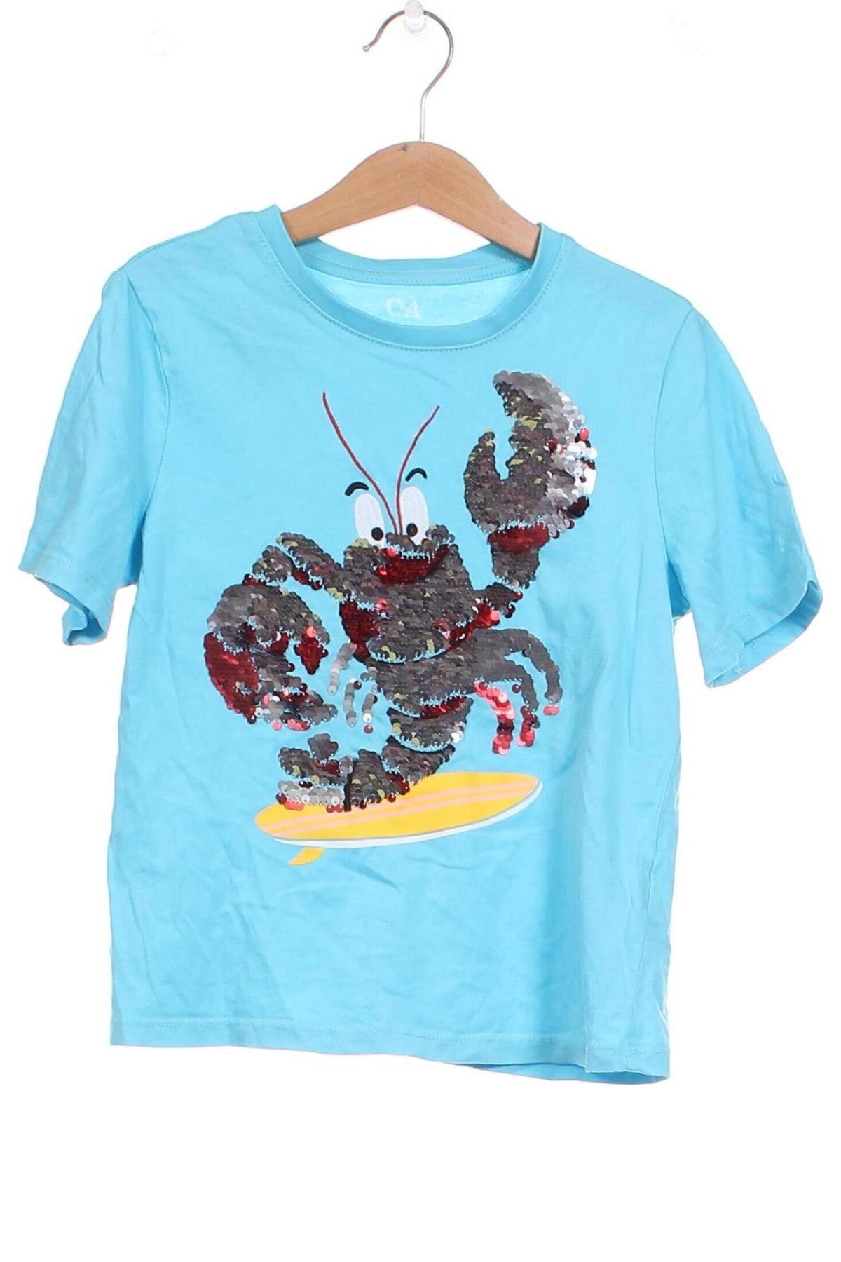 Kinder T-Shirt C&A, Größe 7-8y/ 128-134 cm, Farbe Blau, Preis € 3,42