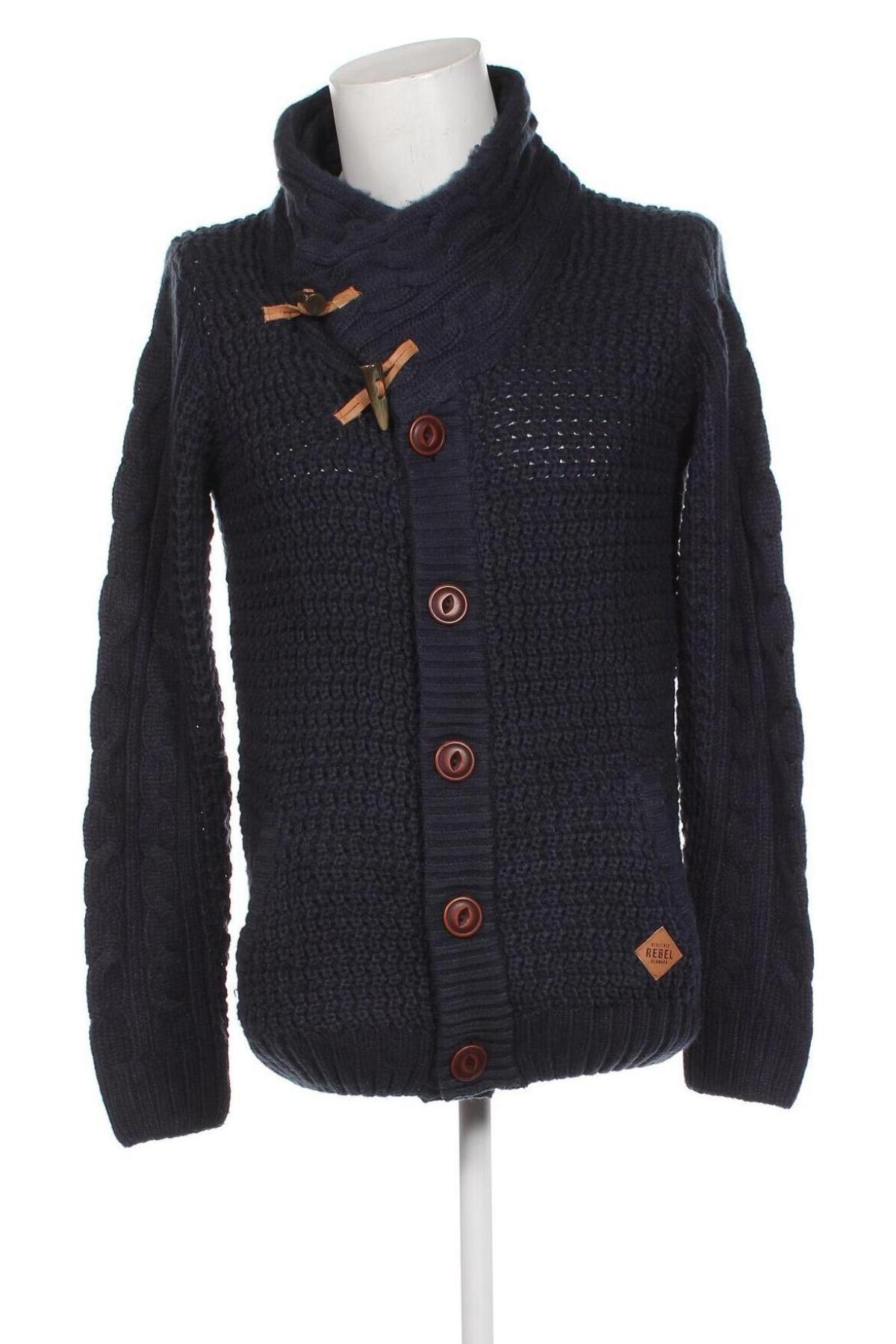 Herren Strickjacke Rebel, Größe L, Farbe Blau, Preis 10,09 €