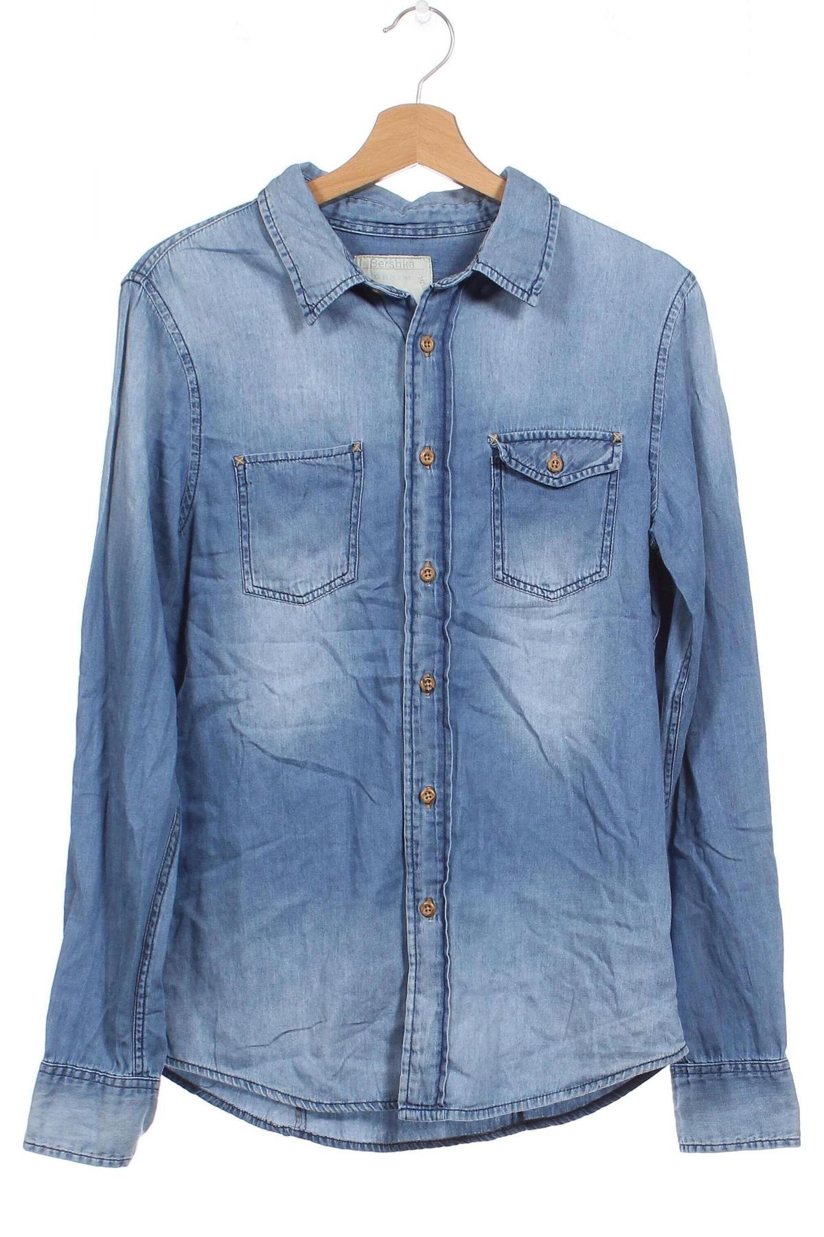 Ανδρικό πουκάμισο Bershka, Μέγεθος S, Χρώμα Μπλέ, Τιμή 4,49 €
