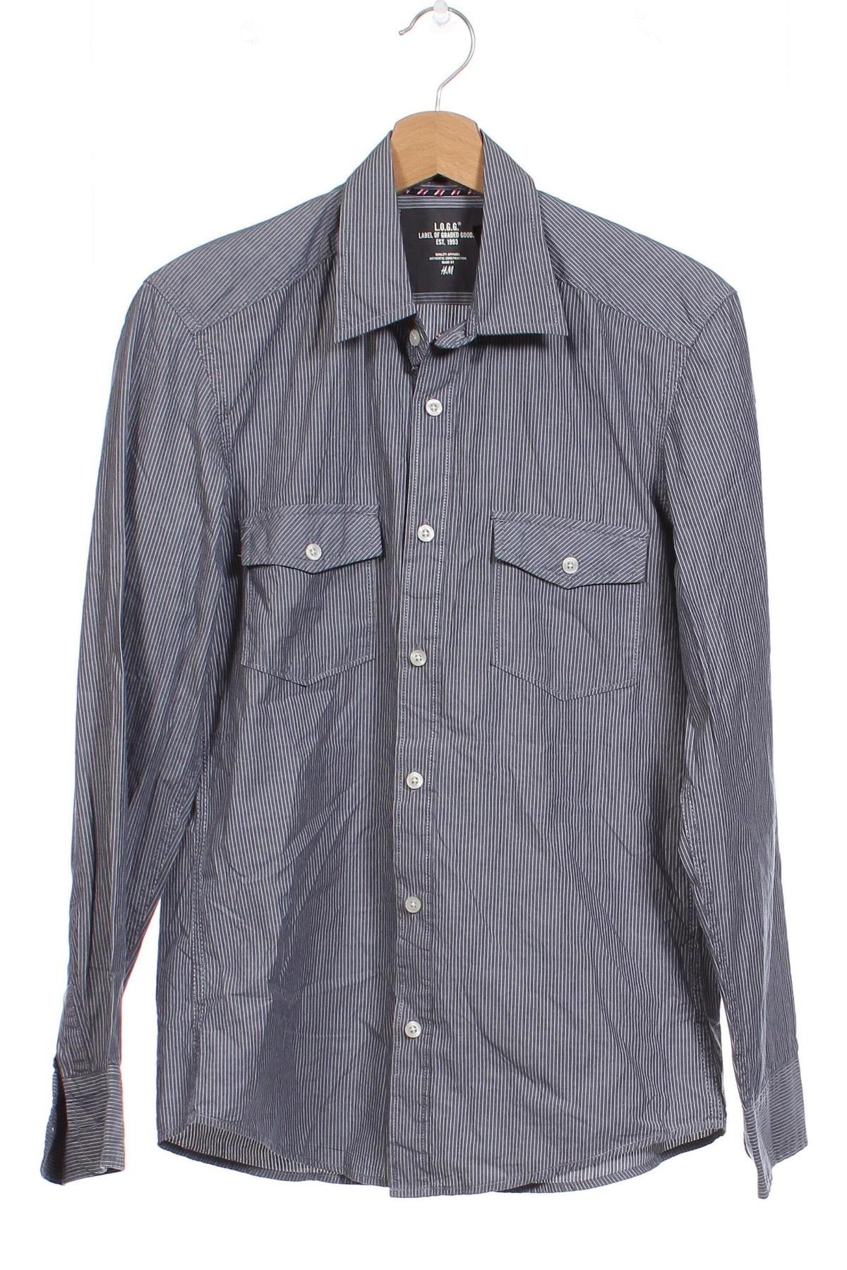 Ανδρικό πουκάμισο H&M L.O.G.G., Μέγεθος S, Χρώμα Γκρί, Τιμή 3,59 €