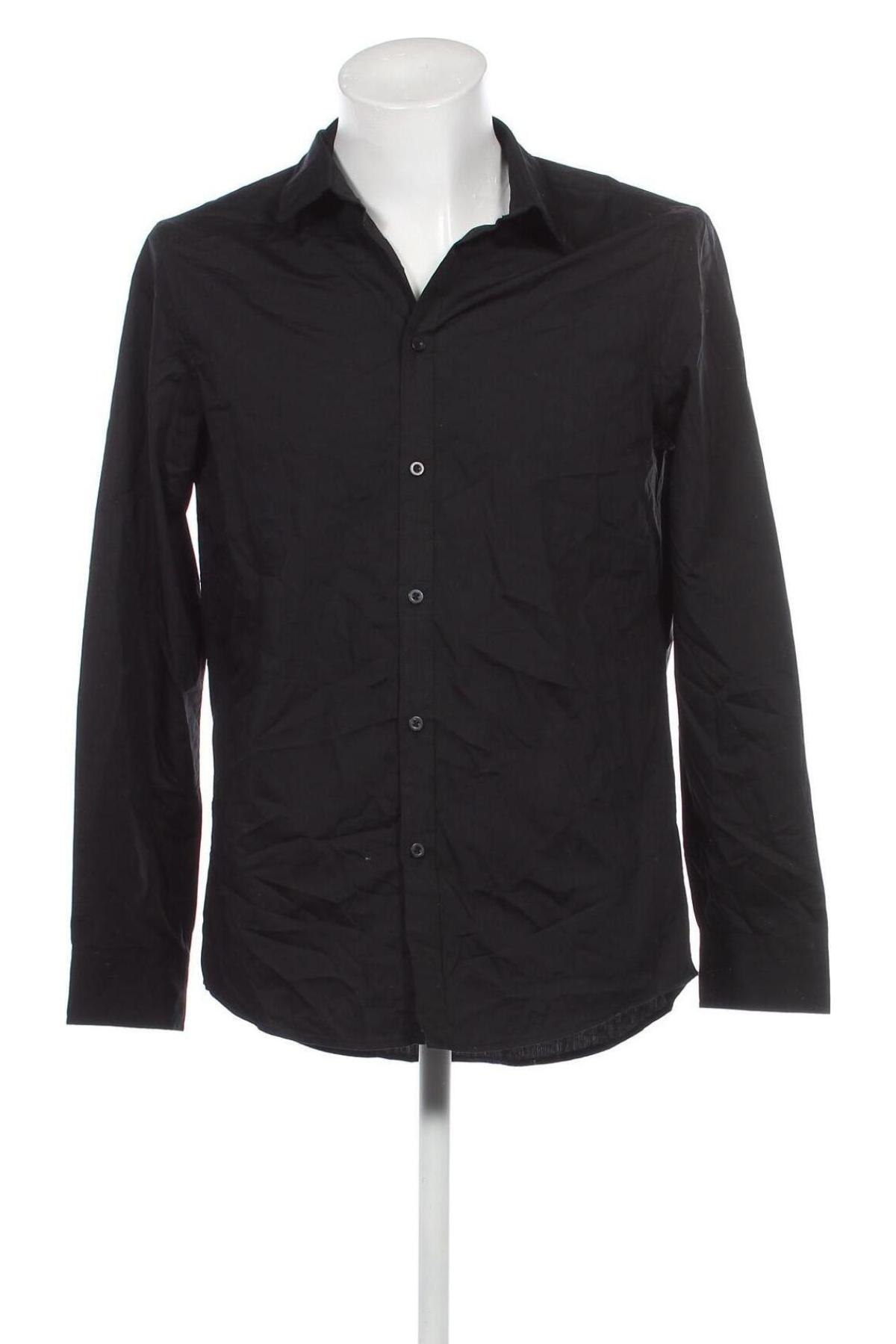 Ανδρικό πουκάμισο Pier One, Μέγεθος M, Χρώμα Μαύρο, Τιμή 17,94 €