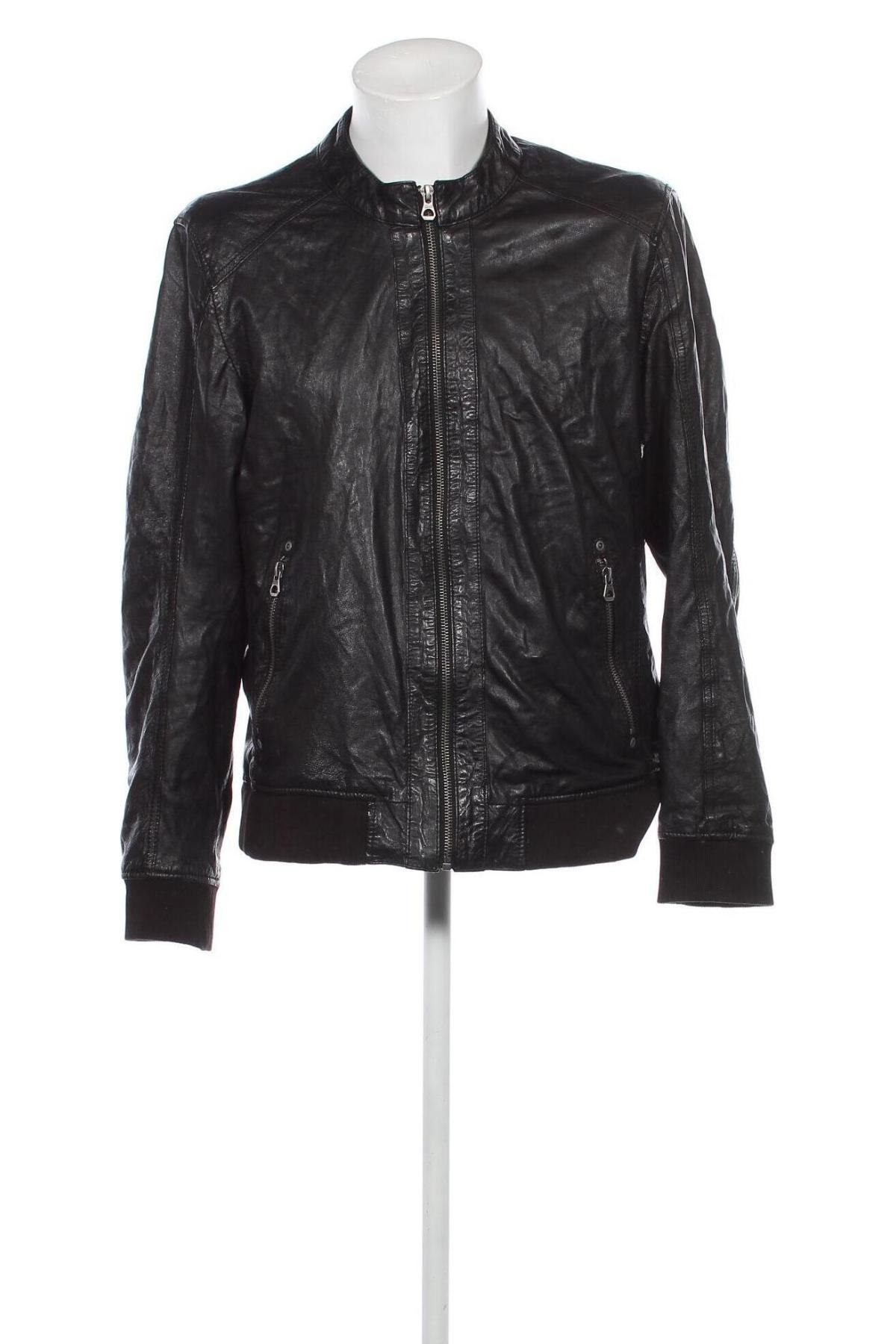 Ανδρικό δερμάτινο μπουφάν Gipsy, Μέγεθος XL, Χρώμα Μαύρο, Τιμή 104,84 €