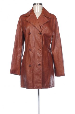 Дамско кожено палто Zara, Размер L, Цвят Кафяв, Цена 129,99 лв.