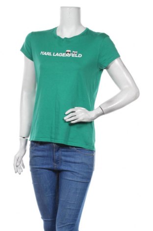 Дамска тениска Karl Lagerfeld, Размер S, Цвят Зелен, Памук, Цена 98,00 лв.