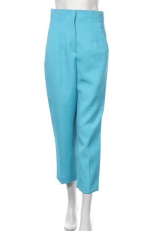 Дамски панталон Zara, Размер M, Цвят Син, 79% полиестер, 12% лен, 9% памук, Цена 45,60 лв.