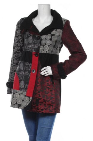 Дамско палто Desigual, Размер M, Цвят Черен, 66% полиестер, 31% вълна, 2% памук, 1% метални нишки, Цена 88,00 лв.