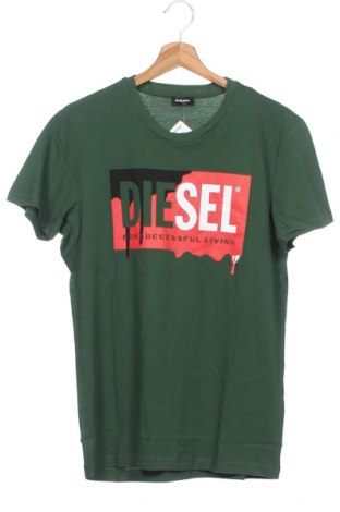 Детска тениска Diesel, Размер 15-18y/ 170-176 см, Цвят Зелен, Памук, Цена 57,42 лв.