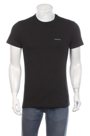Męski T-shirt Versace, Rozmiar M, Kolor Czarny, 94% bawełna, 6% elastyna, Cena 517,76 zł