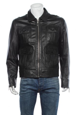 Pánska kožená bunda  Zara Man, Veľkosť XL, Farba Čierna, Pravá koža , Cena  112,84 €