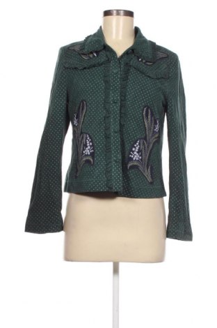 Дамско кожено яке Zara, Размер M, Цвят Зелен, Цена 152,30 лв.
