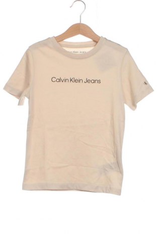 Dziecięcy T-shirt Calvin Klein Jeans, Rozmiar 6-7y/ 122-128 cm, Kolor Beżowy, Cena 122,61 zł