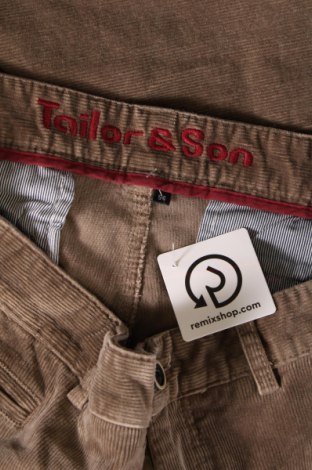 Pantaloni raiați de bărbați Tailor & Son, Mărime XL, Culoare Maro, Preț 38,16 Lei