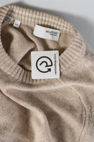 Мъжки пуловер Selected Homme, Размер L, Цвят Бежов, Цена 46,20 лв.
