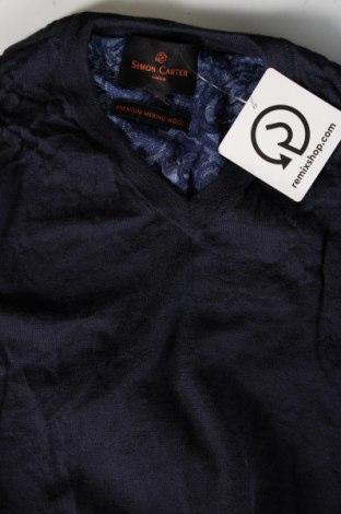 Ανδρικό πουλόβερ Simon Carter, Μέγεθος S, Χρώμα Μπλέ, Τιμή 11,28 €