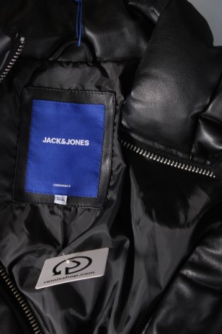 Ανδρικό δερμάτινο μπουφάν Originals By Jack & Jones, Μέγεθος XXL, Χρώμα Μαύρο, Τιμή 38,97 €