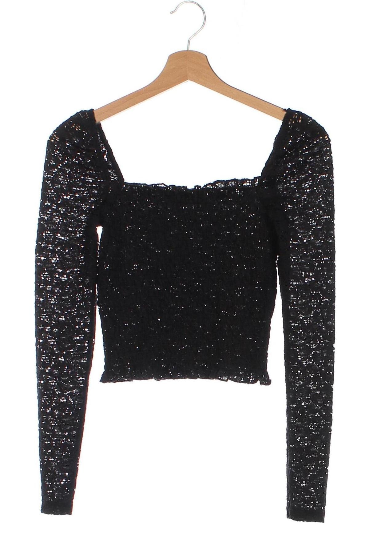Γυναικεία μπλούζα Bershka, Μέγεθος XS, Χρώμα Μαύρο, Τιμή 5,54 €