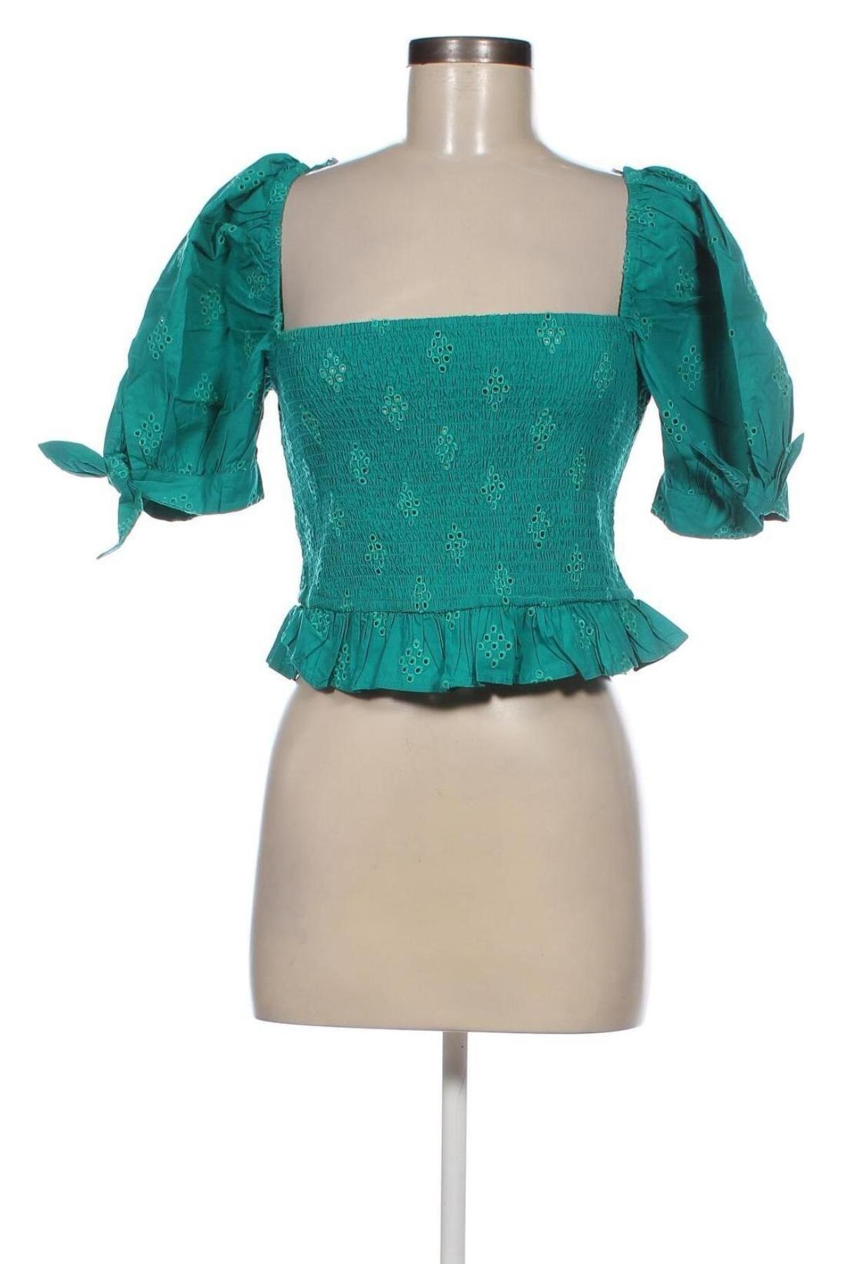 Дамска блуза Zara, Размер L, Цвят Зелен, Цена 30,50 лв.