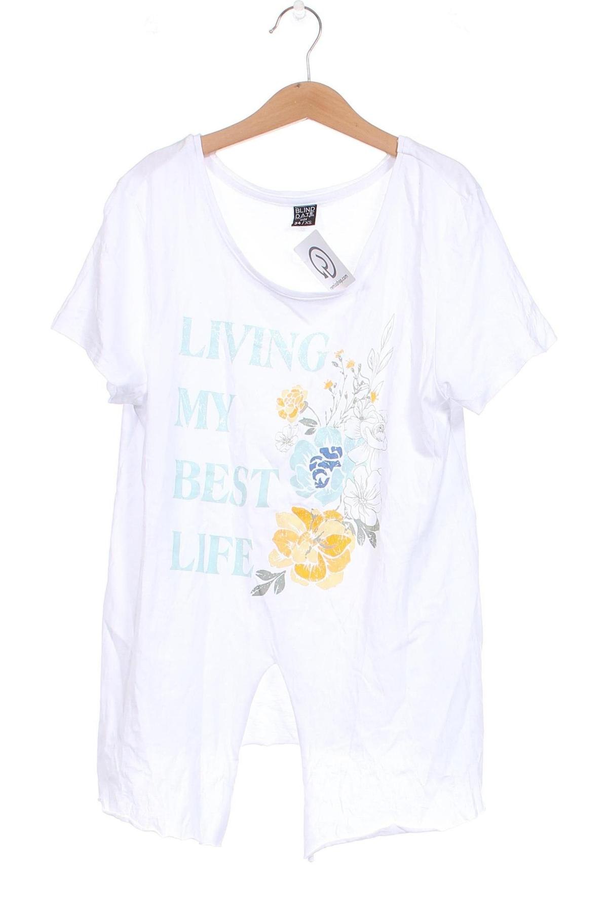 Damen T-Shirt Blind Date, Größe XS, Farbe Weiß, Preis 6,67 €