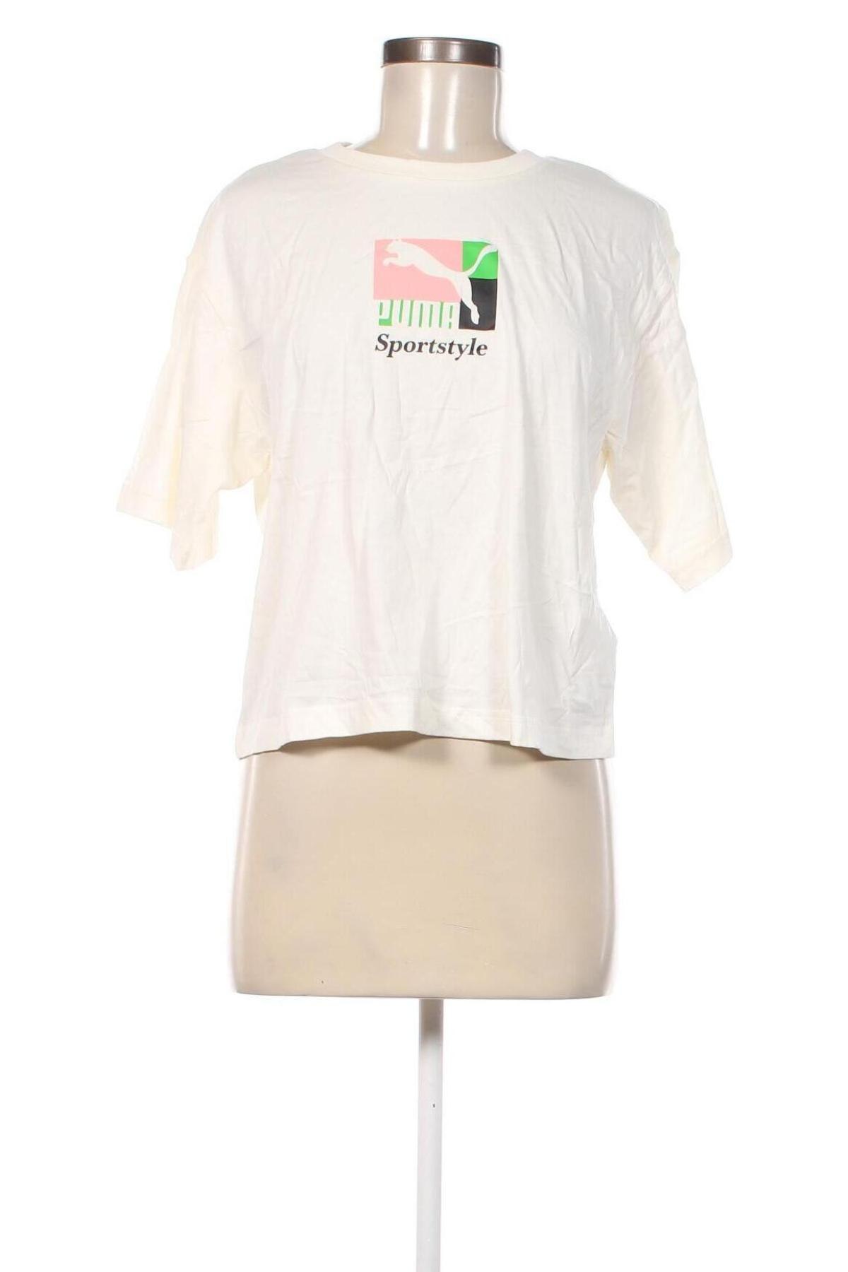 Γυναικείο t-shirt PUMA, Μέγεθος M, Χρώμα Εκρού, Τιμή 30,68 €