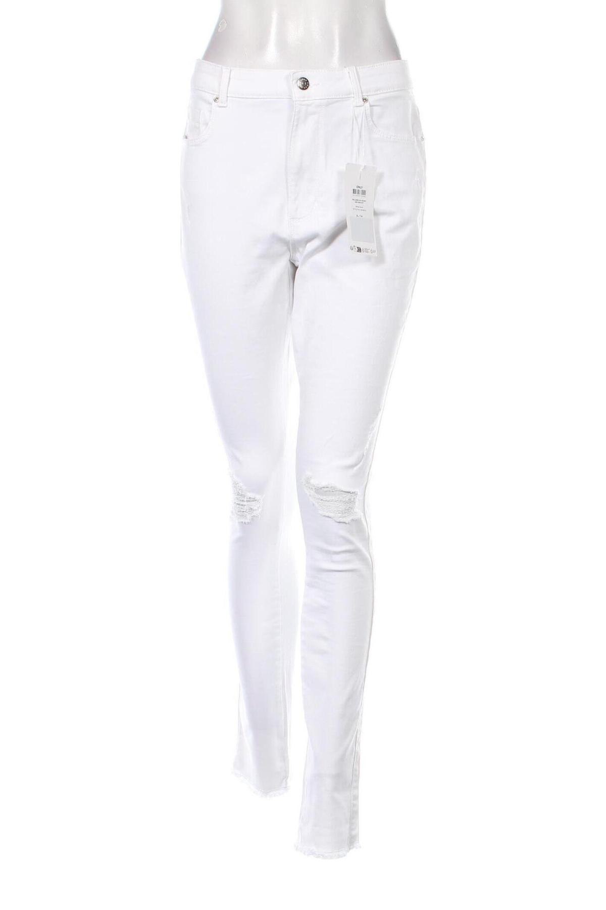 Damskie jeansy ONLY, Rozmiar XL, Kolor Biały, Cena 61,99 zł