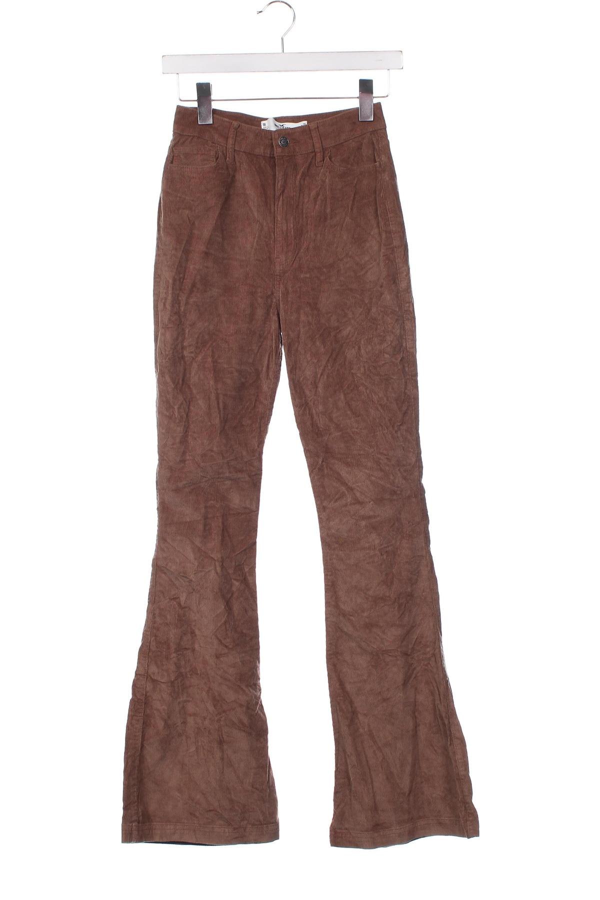 Pantaloni de velvet de femei Hollister, Mărime XS, Culoare Maro, Preț 26,97 Lei