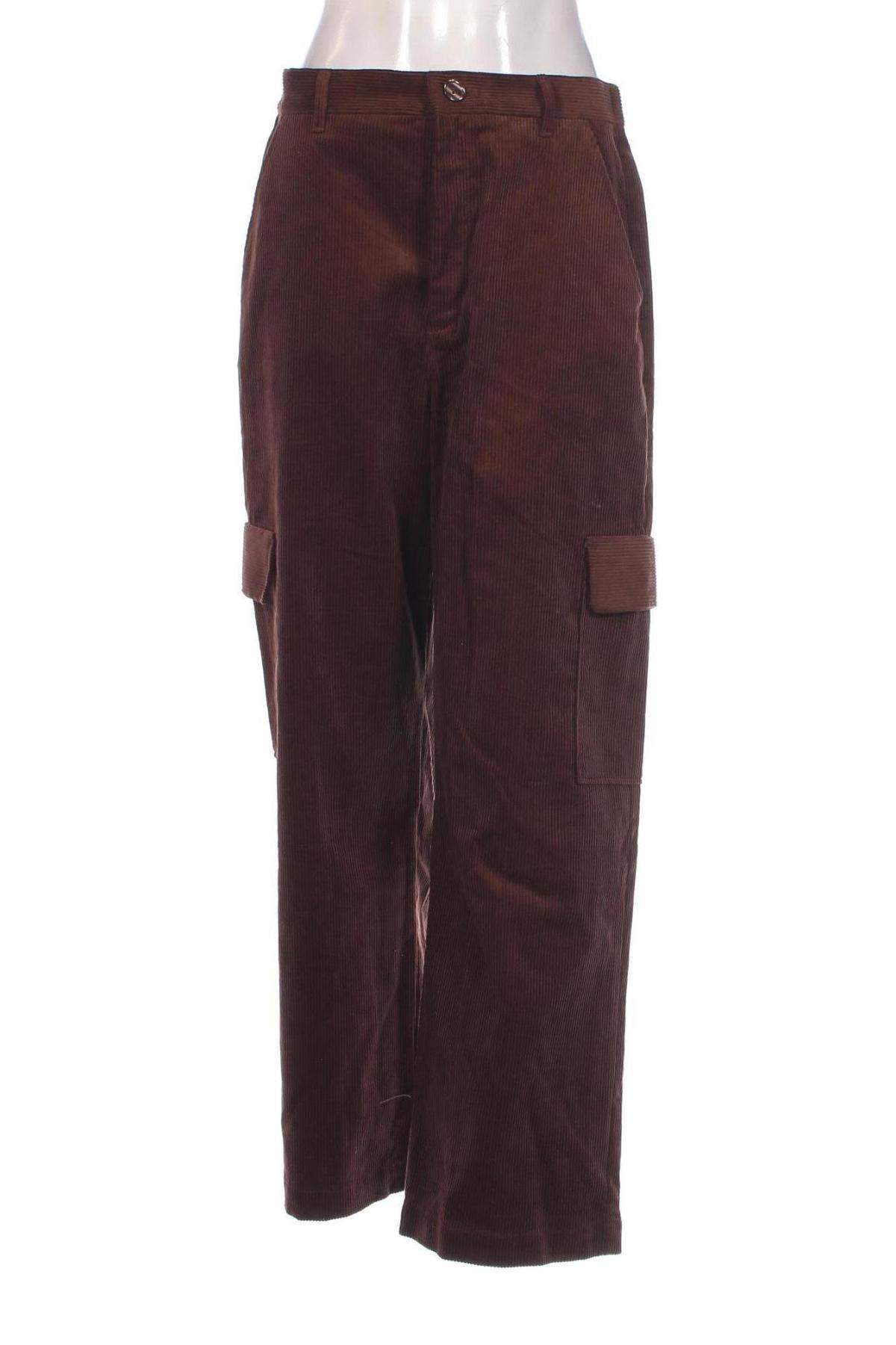 Pantaloni de velvet de femei Monki, Mărime M, Culoare Maro, Preț 53,42 Lei