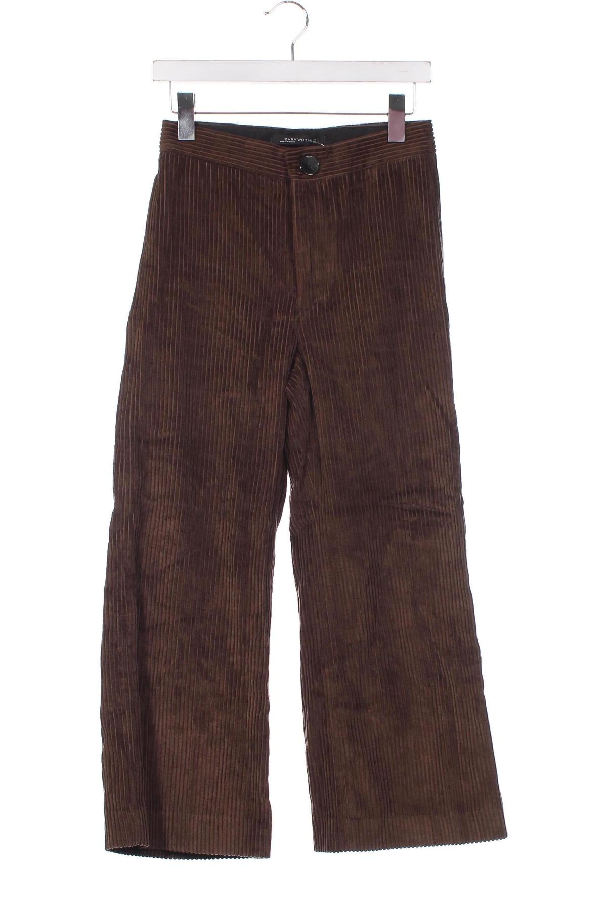 Γυναικείο κοτλέ παντελόνι Zara, Μέγεθος XS, Χρώμα Καφέ, Τιμή 6,62 €