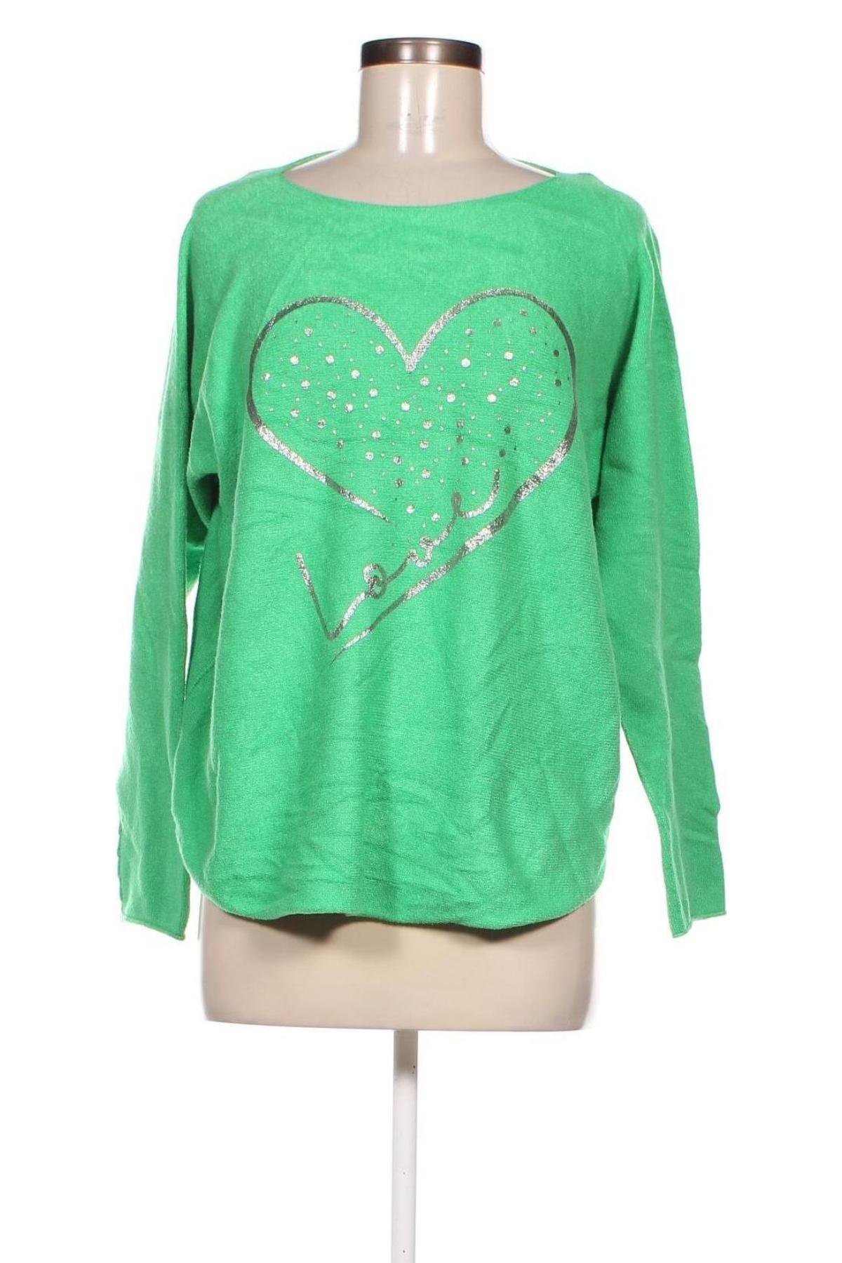 Дамски пуловер Made In Italy, Размер M, Цвят Зелен, Цена 13,34 лв.