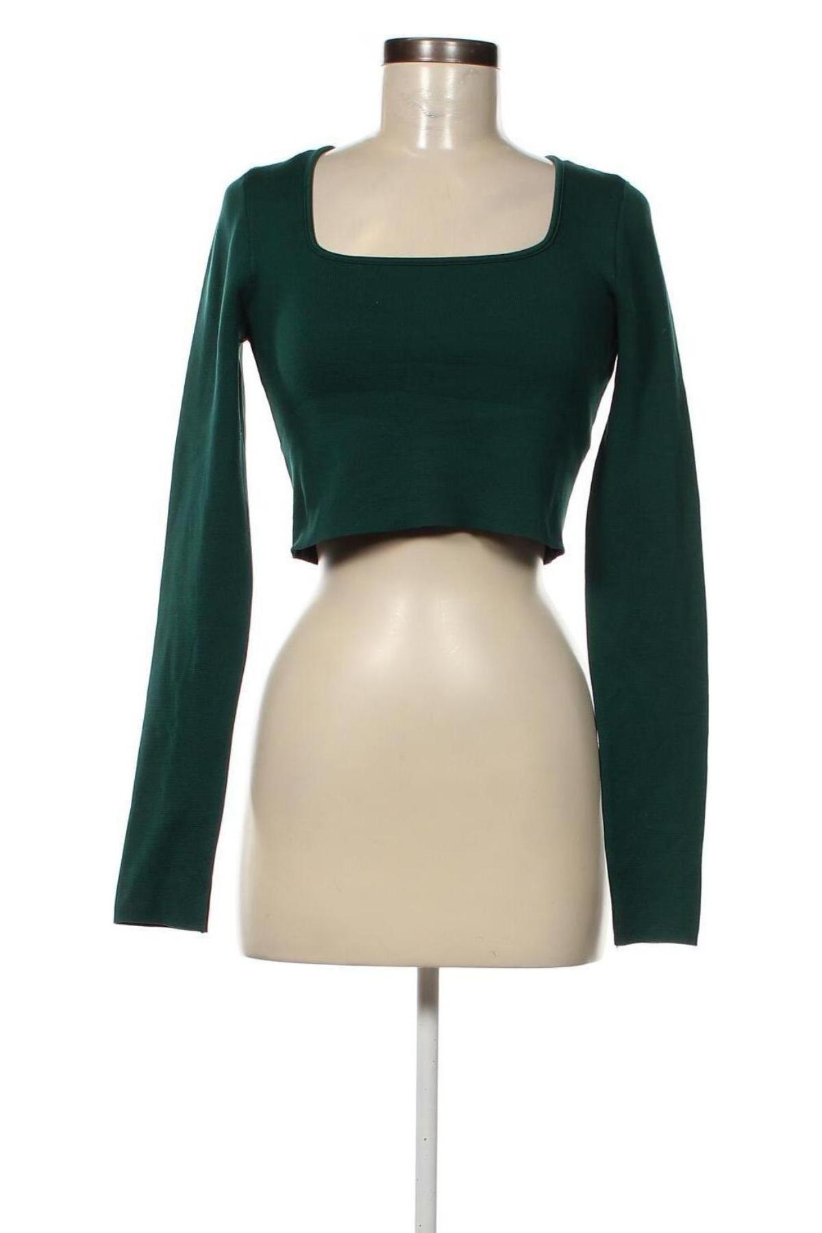 Дамски пуловер Zara, Размер L, Цвят Зелен, Цена 12,42 лв.