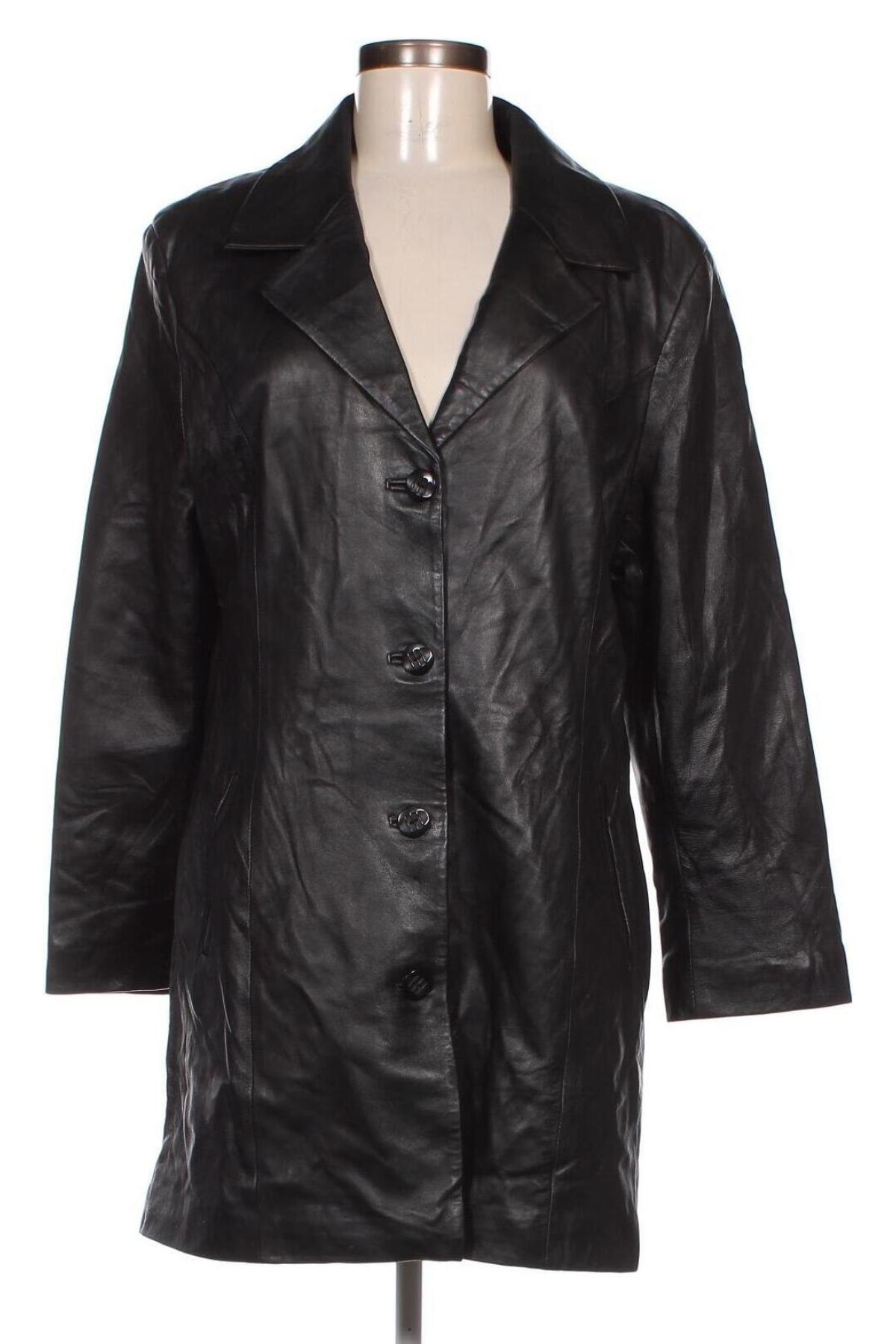 Дамско кожено яке, Размер 3XL, Цвят Черен, Цена 85,60 лв.