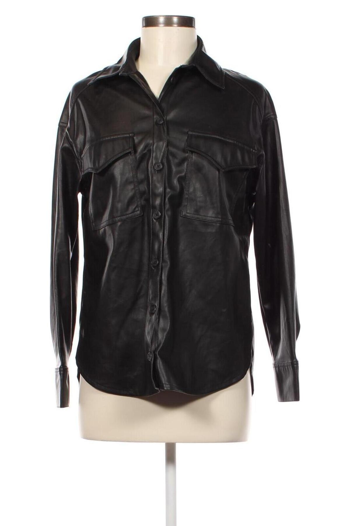 Dámska kožená bunda  Bershka, Veľkosť XS, Farba Čierna, Cena  25,00 €