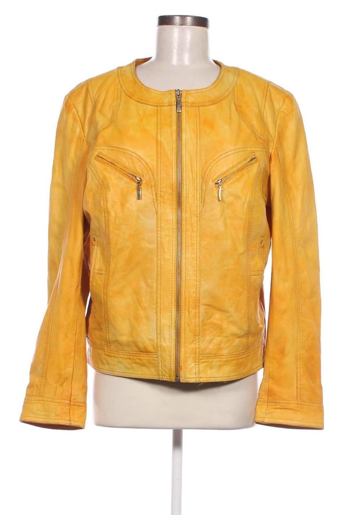 Γυναικείο δερμάτινο μπουφάν David Mare, Μέγεθος XL, Χρώμα Κίτρινο, Τιμή 104,84 €