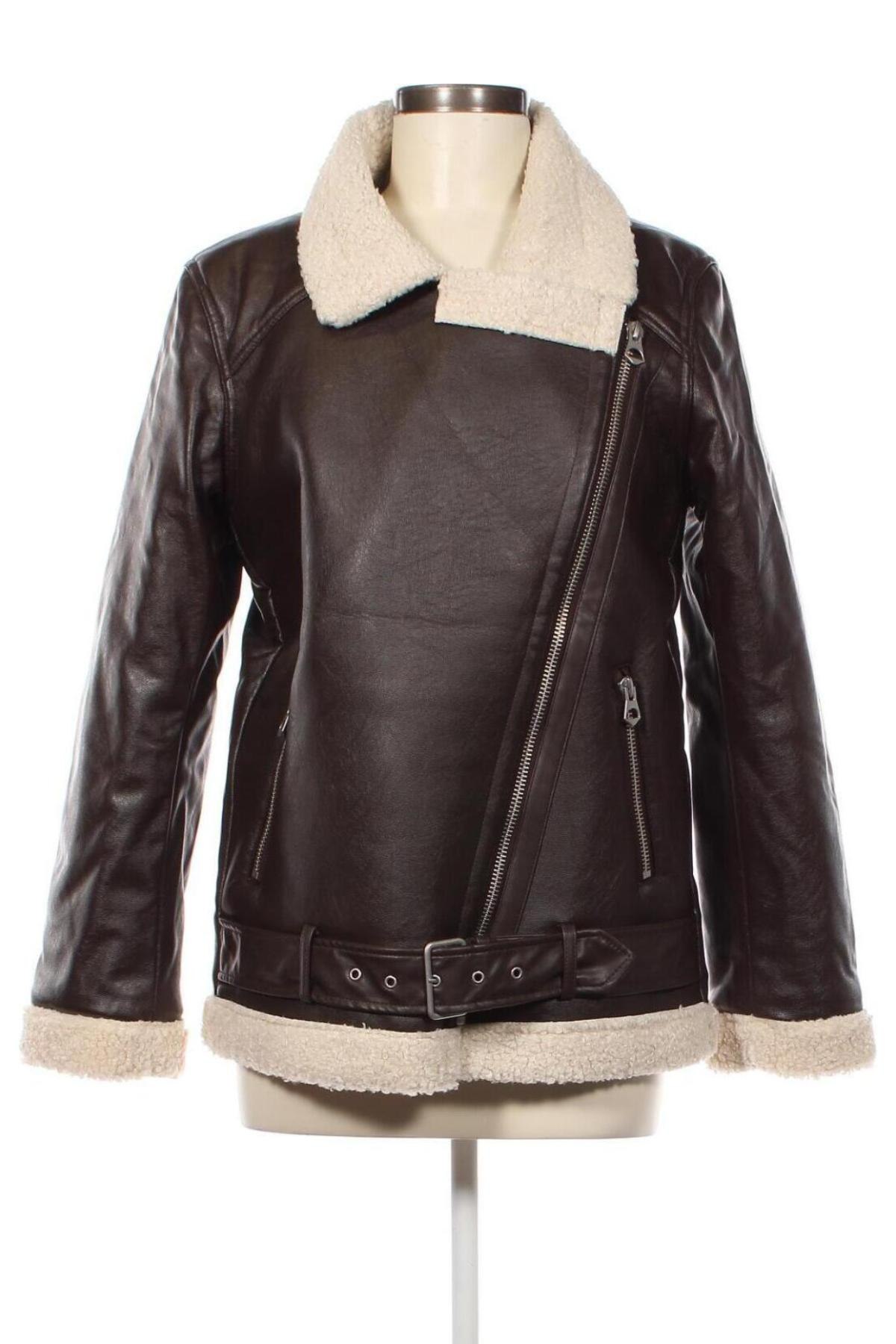 Damen Lederjacke H&M Divided, Größe S, Farbe Braun, Preis 30,23 €