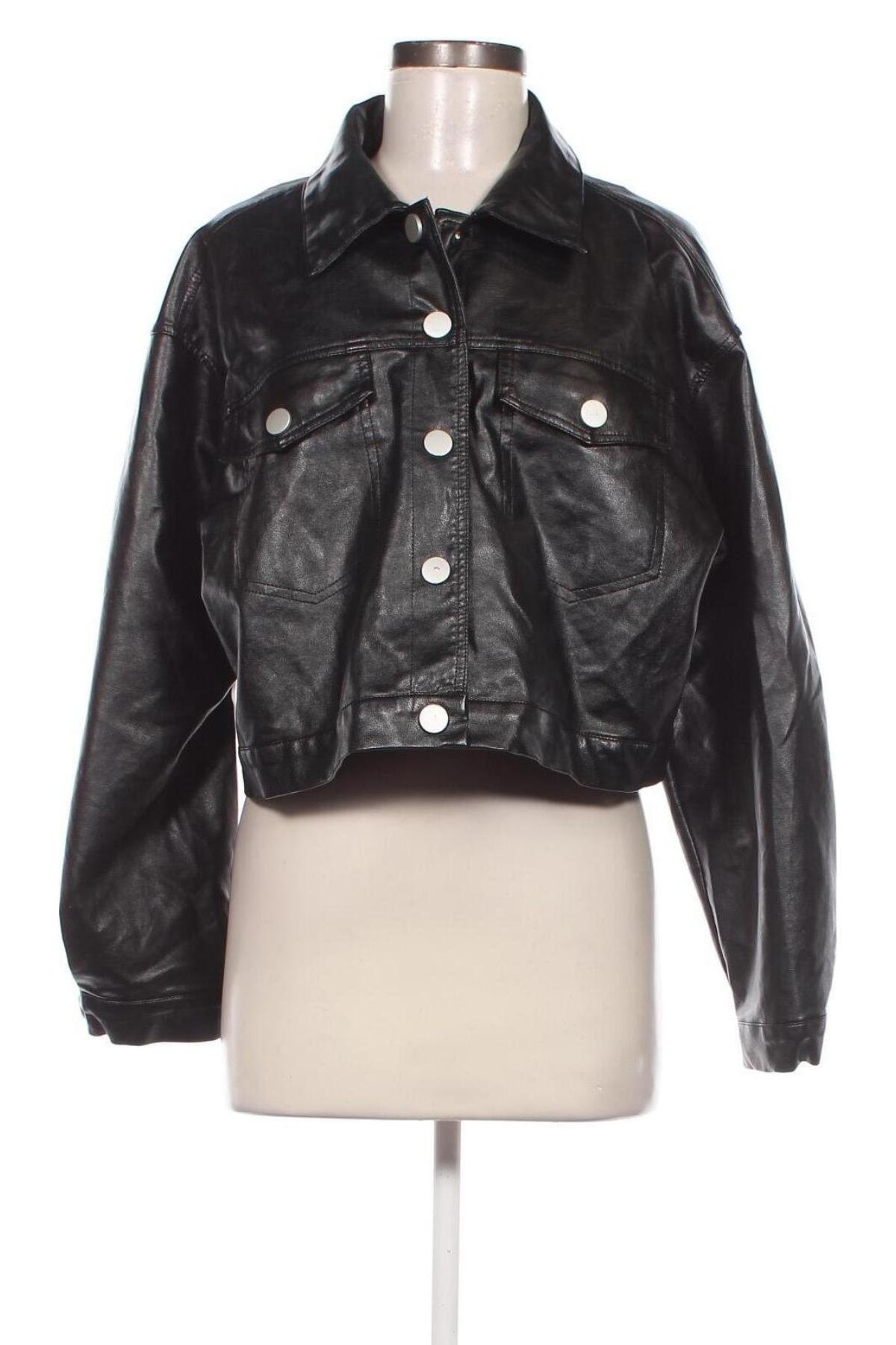 Γυναικείο δερμάτινο μπουφάν SHEIN, Μέγεθος XL, Χρώμα Μαύρο, Τιμή 19,70 €