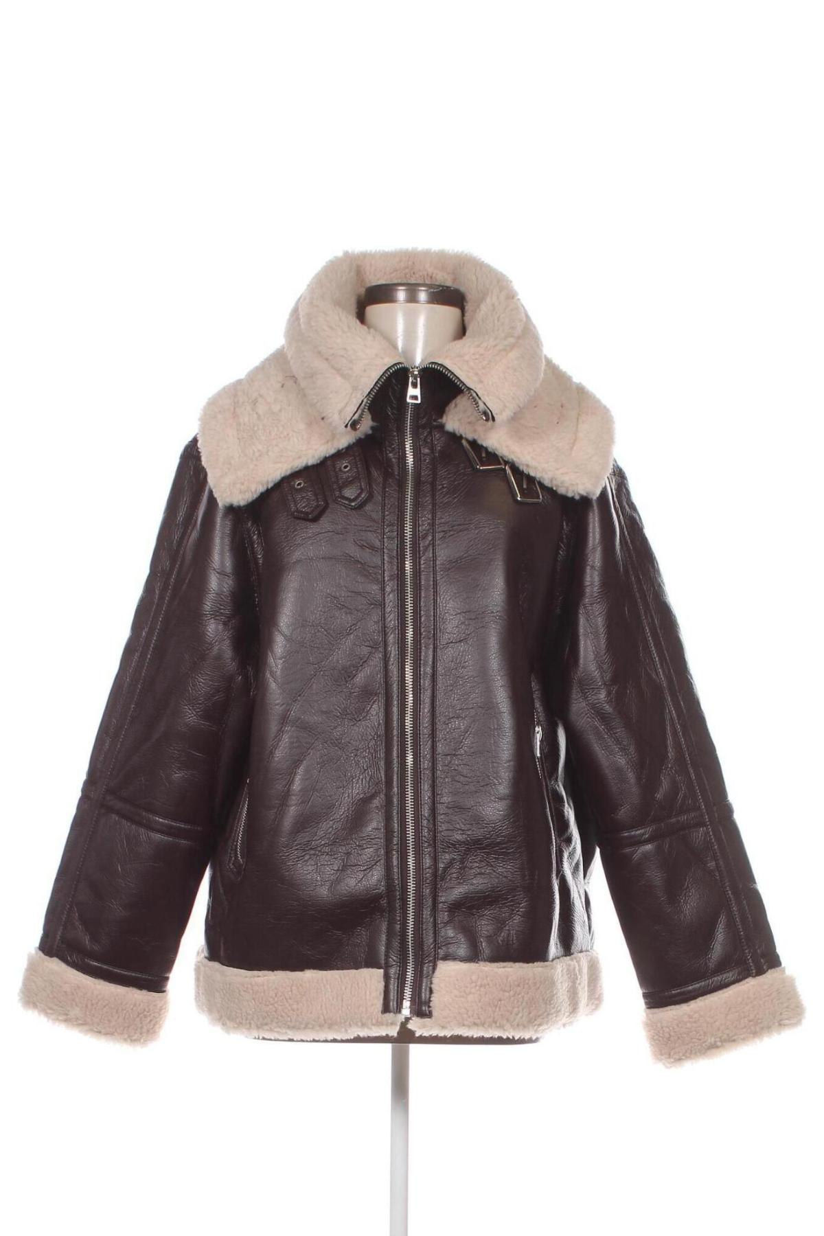 Damen Lederjacke Topshop, Größe L, Farbe Braun, Preis 53,09 €