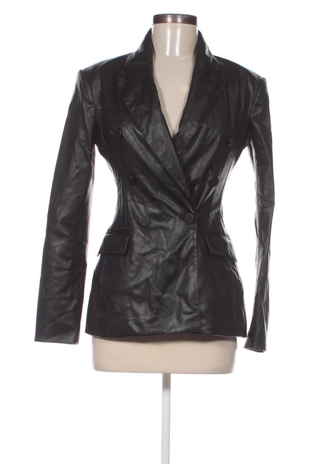Дамско кожено яке Zara, Размер XS, Цвят Черен, Цена 38,95 лв.